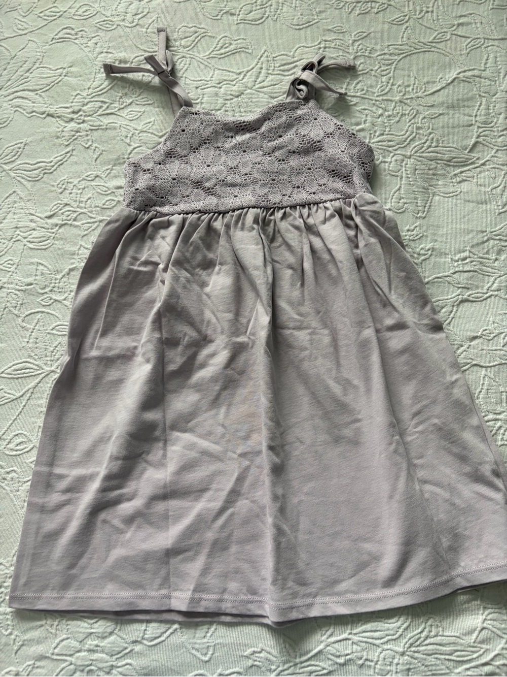 H&M Light lilac girls new 3/4t Crochet Bodice Tie-Shoulder Casual Dress